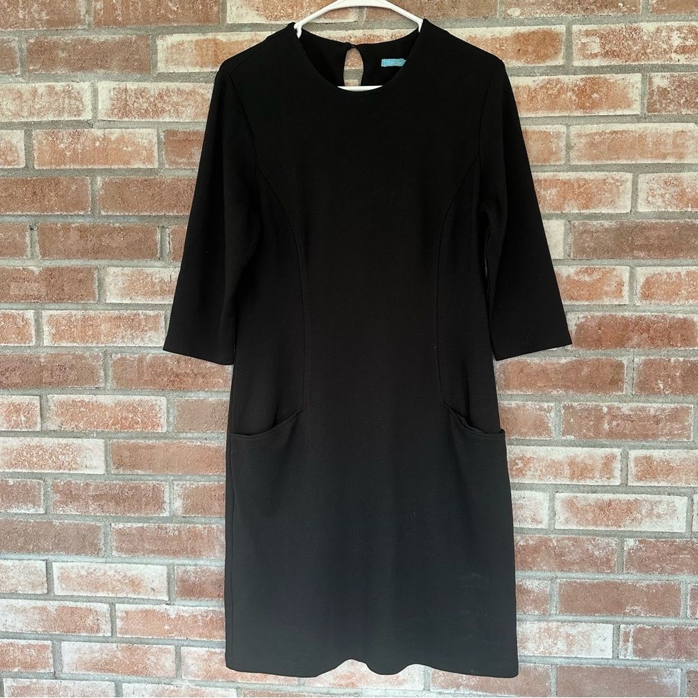 J. McLaughlin Half Sleeve Structured Shift Black Dress Women’s Medium Ponte Knit